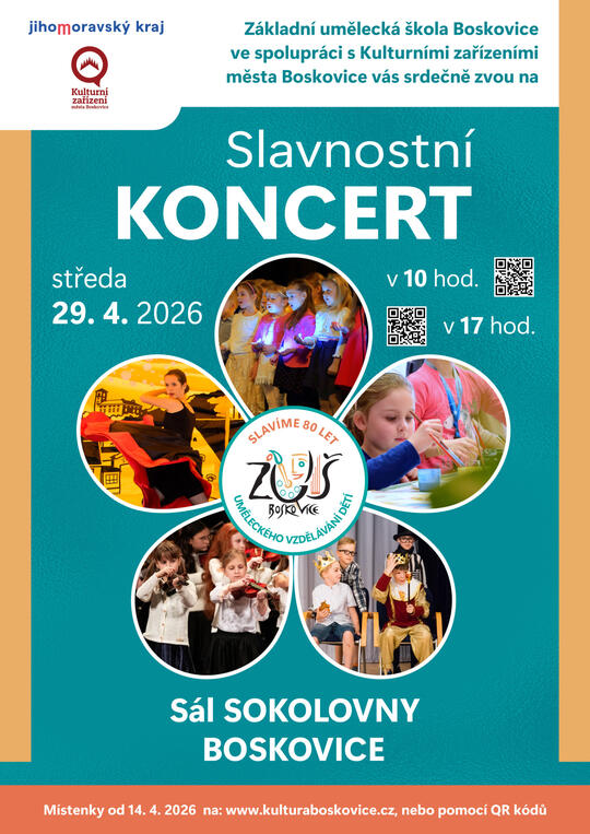 Slavnostní koncert ZUŠ Boskovice k 80. výročí založení školy
